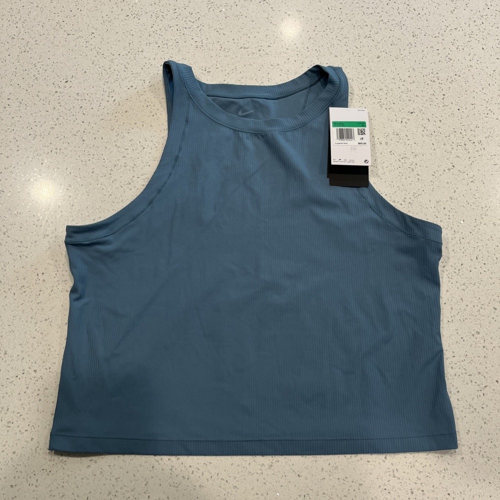 NWT Nike Zenvy Dri-FIT Women's XL Rib‎ Smokey Blue Tank Top HF2765-006